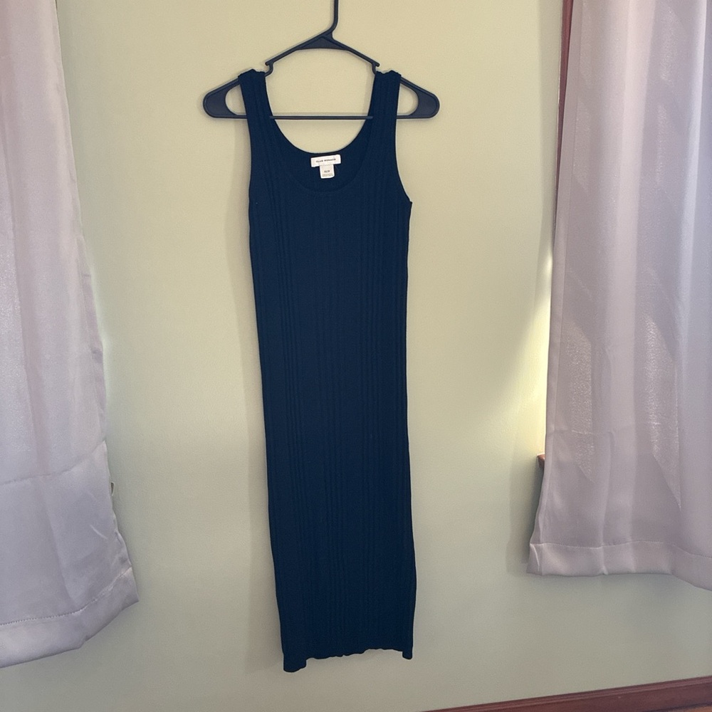 Club Monaco Black Ribbed Maxi Tank Dress